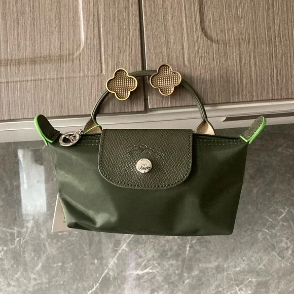 Longchamp Le Pliage Canvas Mini Handbag-Dark Green - Picture 1 of 10